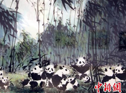 大熊猫圆仔“家族”成台湾画家笔下表现对象